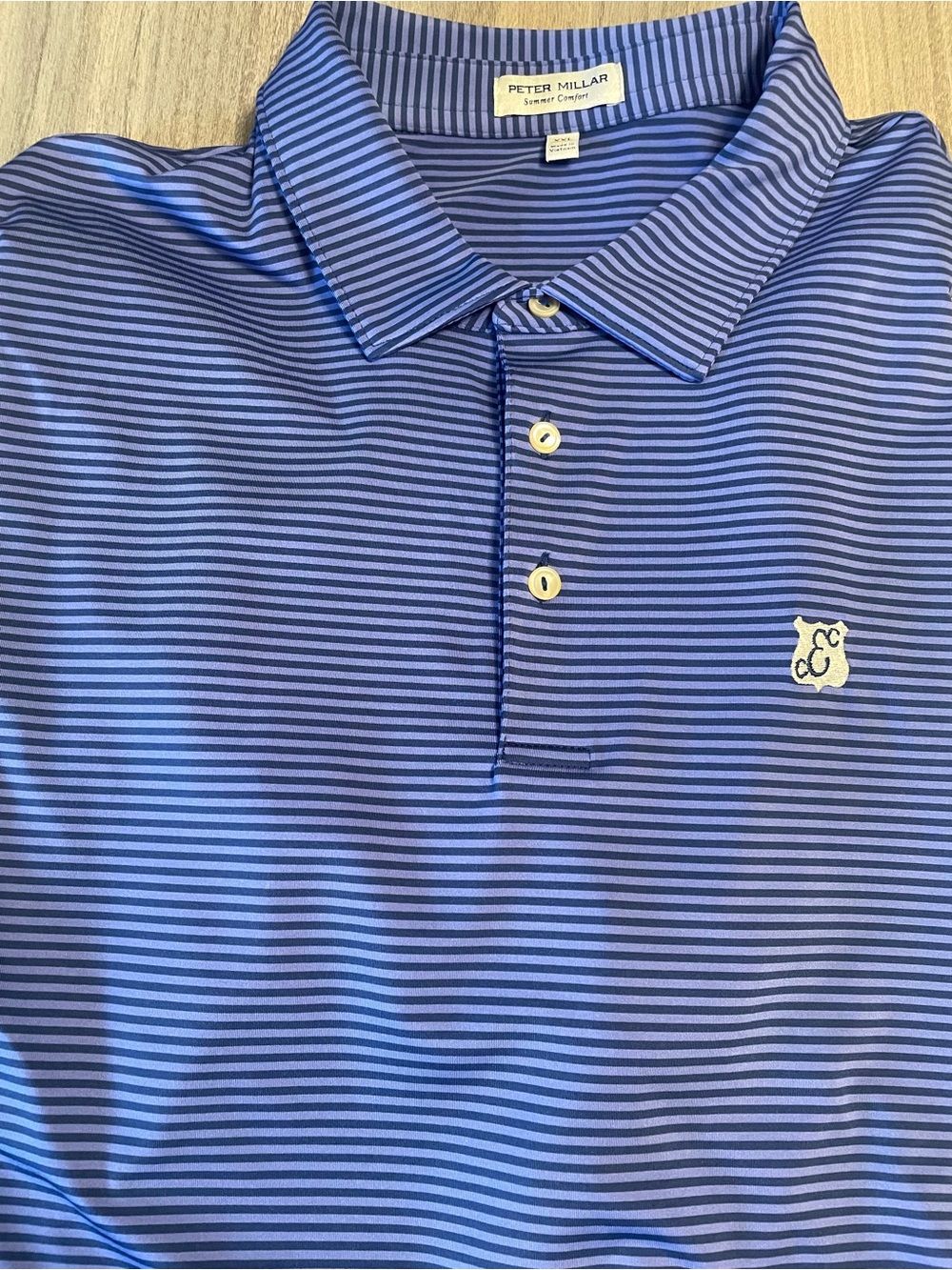 Peter Millar Summer Comfort Polo – Men’s XXL- Blue stripe